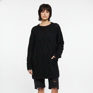 Unbranded Sweater Black Y2K 3D Cableknit Tunic Grunge Punk Goth XL